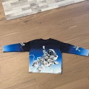 Molo Astronaut Long Sleeve Shirt - Blue and Black